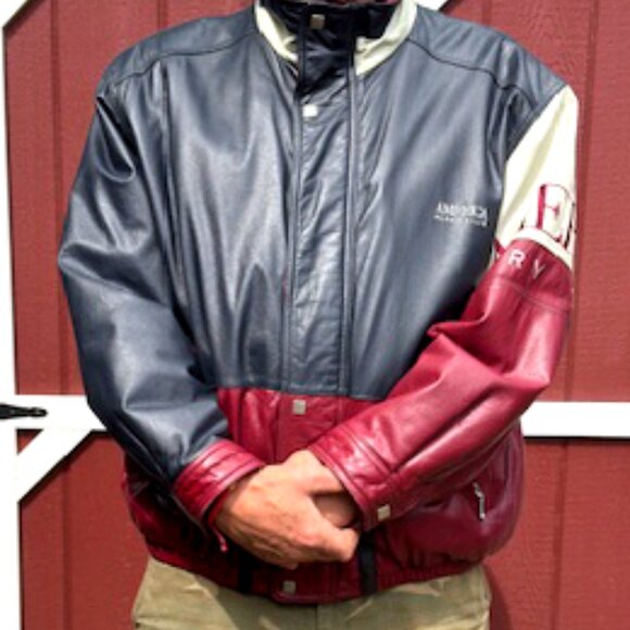 Perry Ellis America Mens Bomber Leather Jacket size XXL - Picture 3 of 8